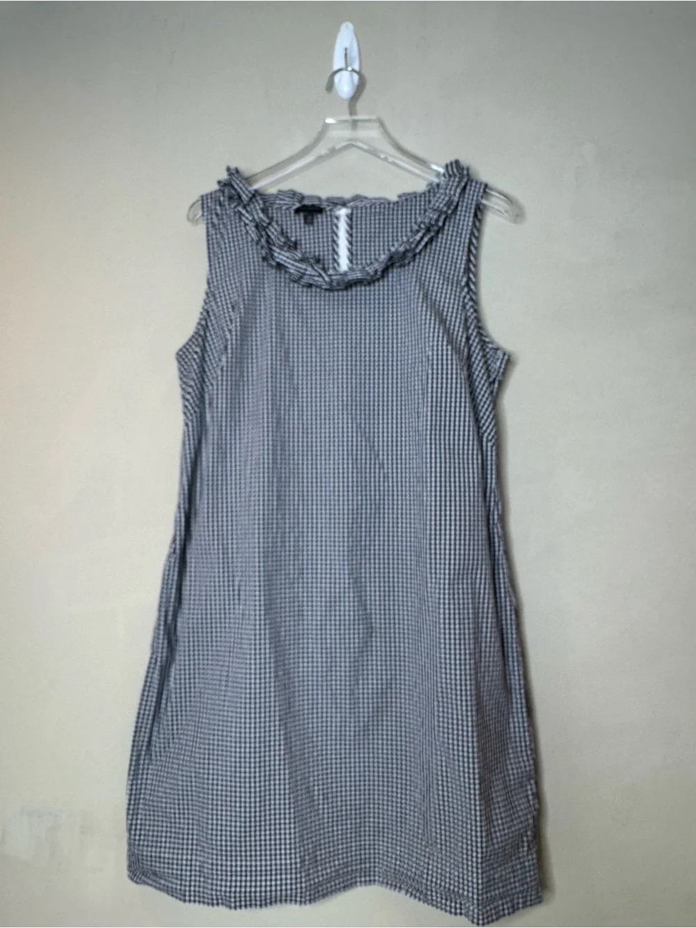 Talbots Black & White Gingham Sleeveless Shift Dress – Size 16